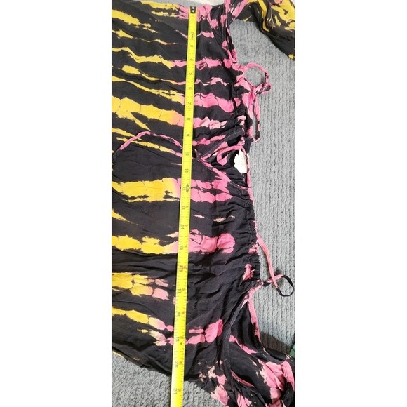 Surf Gypsy Tie Dye PlaysuitDress Off Shoulder Hippie Boho Whimsigoth Beach Sz S - Picture 11 of 13